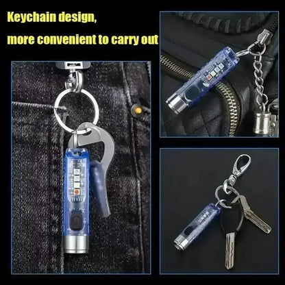 Mini EDC LED Flashlight | Portable Keychain Light with Magnetic Base and USB Rechargeable UV Lamp