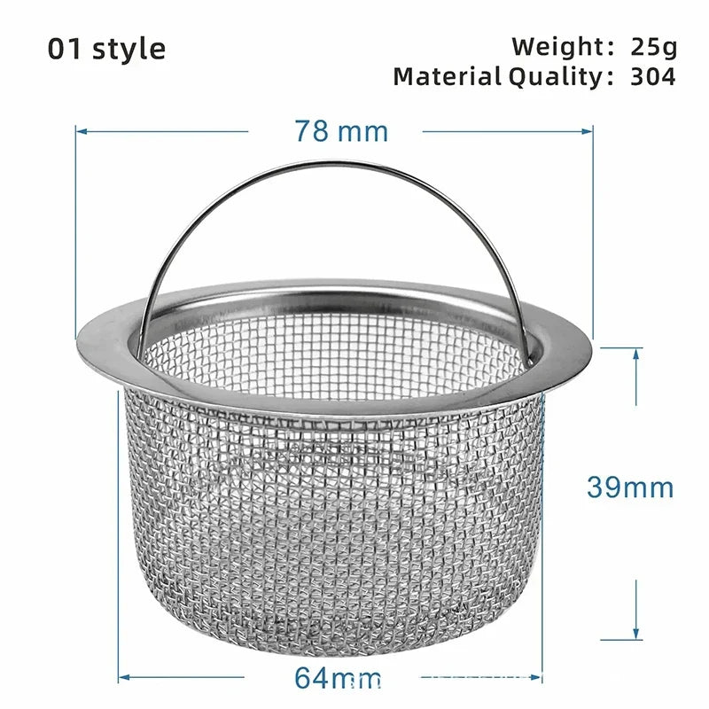 Kitchen Sink Strainer | Stainless Steel Mesh Drain Filter for Sink and Bathroom