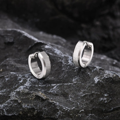 Stainless Steel Hoop Earrings for Men | Brushed Silver Small Hoops