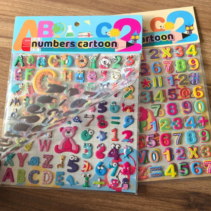 9 Styles Cute Double Layer 3D Foam Stickers | Alphabet, Cars, Food Cartoon for DIY Notebook, Journal & Phone Case Decoration