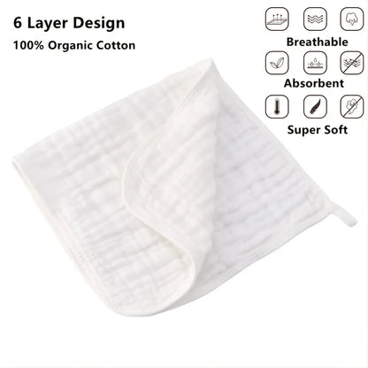 Large Muslin Burp Cloths | Extra Absorbent Baby Hand Washcloths