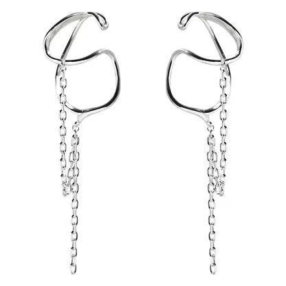 925 Sterling Silver Ear Cuff Without Piercing | Chain Tassel Earring for Women
