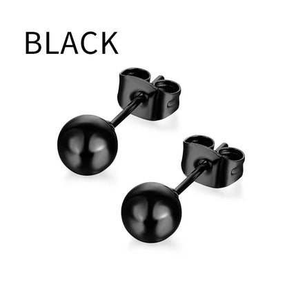 Black Stainless Steel Punk Stud Earrings | Unisex Geometric Drop Earrings