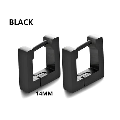 Geometric Stainless Steel Hoop Earrings | Square Triangle Punk Jewelry for Men Women