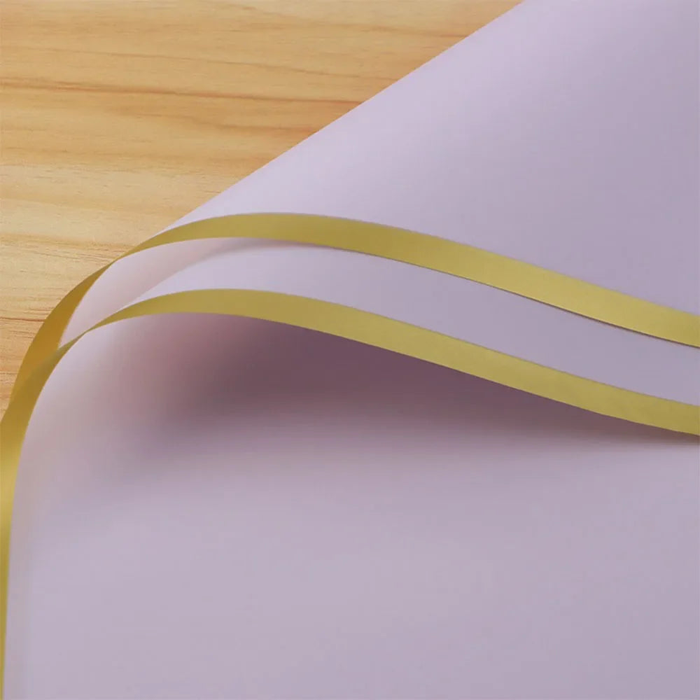 10 Sheets Half Transparent Flower Wrap Paper with Gold Border | Waterproof Bouquet Wrapping for Crafts