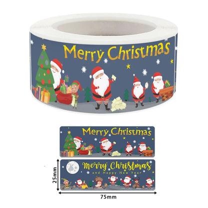120Pcs Christmas Stickers Roll | Santa Claus Snowman Merry Christmas Gift Sealing Stickers for Small Business Decor