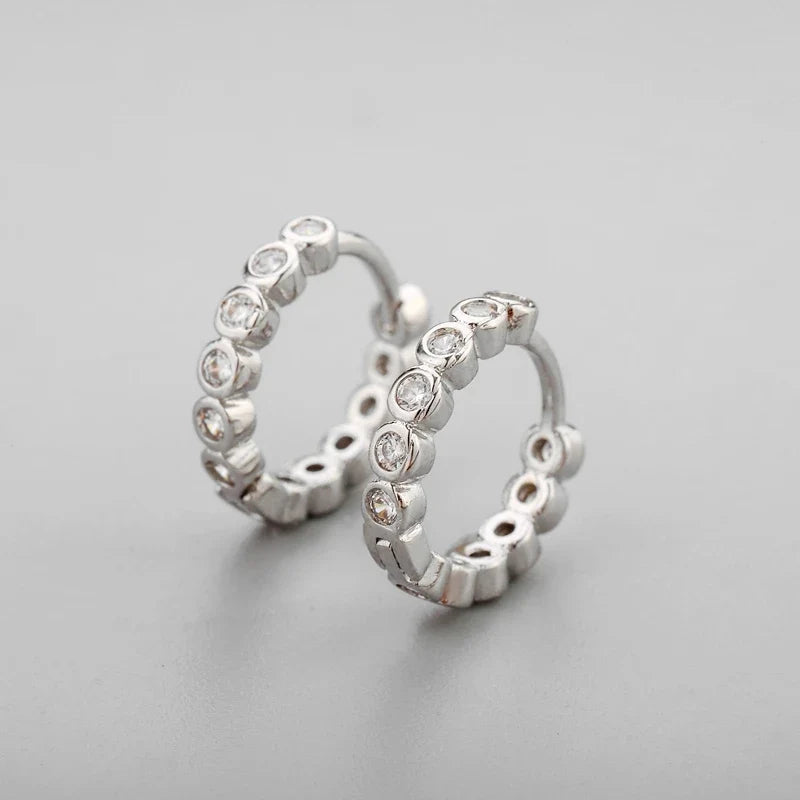 ANENJERY CZ Zircon Circle Hoop Earrings | Punk Trendy Fashion Jewelry