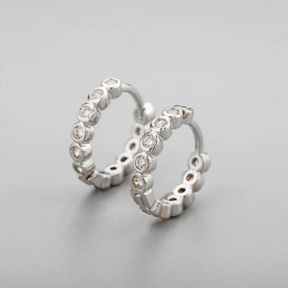 ANENJERY CZ Zircon Circle Hoop Earrings | Punk Trendy Fashion Jewelry