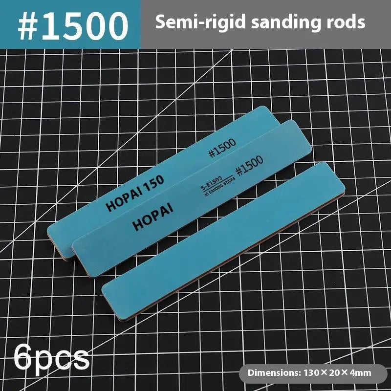 6pcs DIY Model Sanding Sticks Set | Semi-Rigid Polishing Rods for Plastic Models