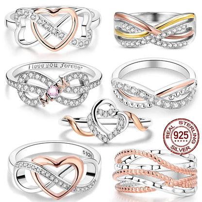 925 Sterling Silver Rose Gold Plated Infinity Heart Ring | Eternal Love Jewelry Gift for Mom