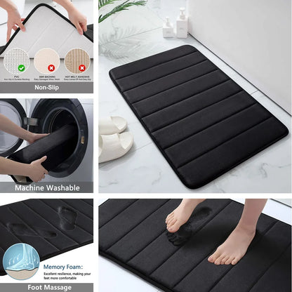 Super Absorbent Memory Foam Bath Mat – Non-Slip Bathroom Rug