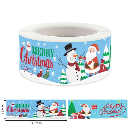 120Pcs Christmas Stickers Roll | Santa Claus Snowman Merry Christmas Gift Sealing Stickers for Small Business Decor