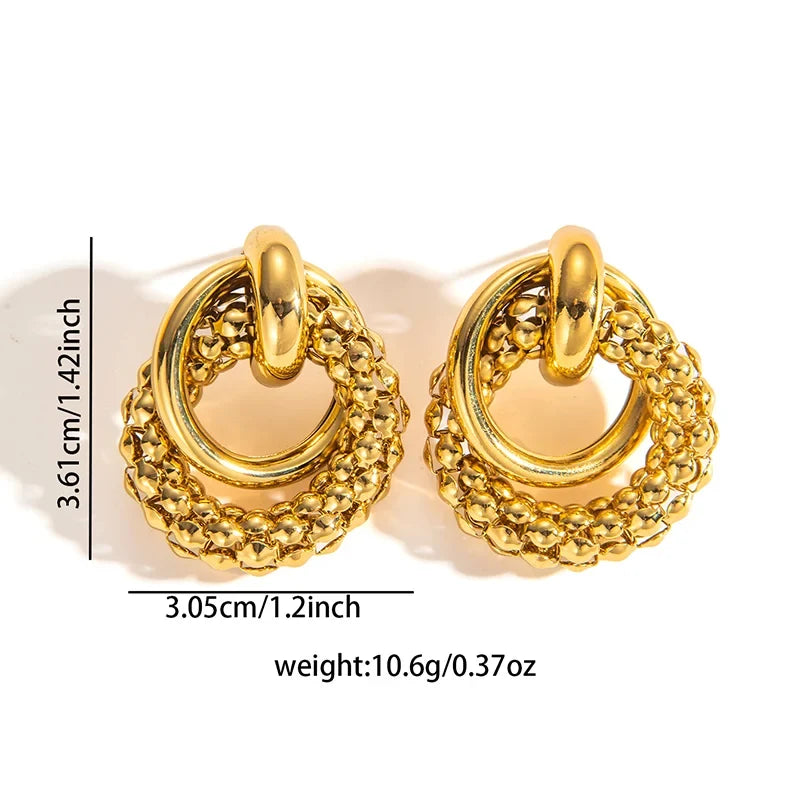 316L Stainless Steel Circular Splicing Earrings | Fashion Punk Hip Hop Jewelry Gift