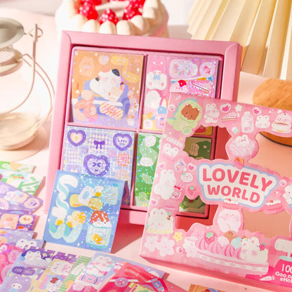 100 Pieces Kawaii Decorative Sticker Set | Cute Cartoon Glitter Stickers for DIY Scrapbooking and Planners