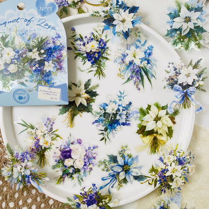 Vintage Floral PET Sticker Pack | 20 Transparent Decals for Junk Journaling
