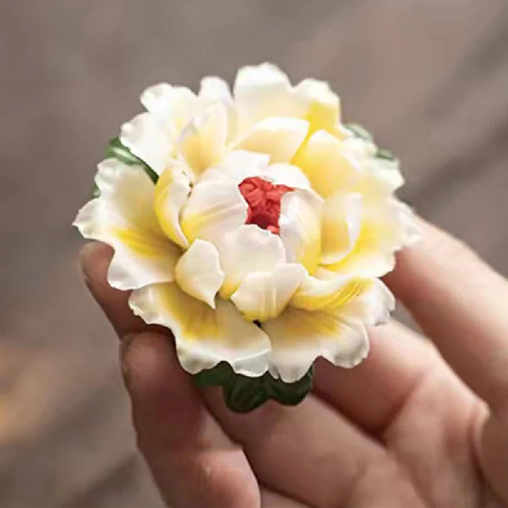 Peony Flower Incense Holder | Decorative Ceramic Incense Burner