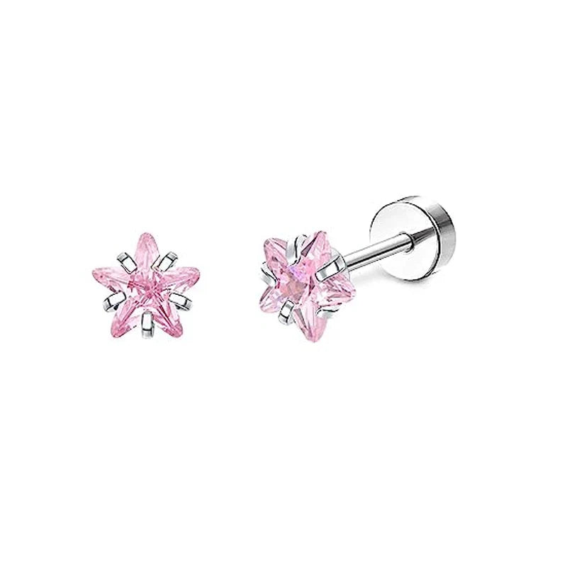 Stainless Steel Crystal Stud Earrings Set | Star Heart Butterfly Cartilage Tragus Helix Piercing Jewelry