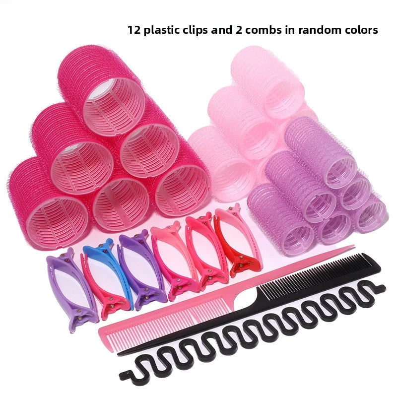 19-35pcs/Set Hair Roller Sets 18pcs Plastic Self Grip Heatless Hair Curlers 3 Sizes Hair Rollers Clips DIY Hairdressing Tools
