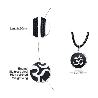 Men's OM Necklace | Round Ohm Pendant Adjustable Yoga Spiritual Jewelry