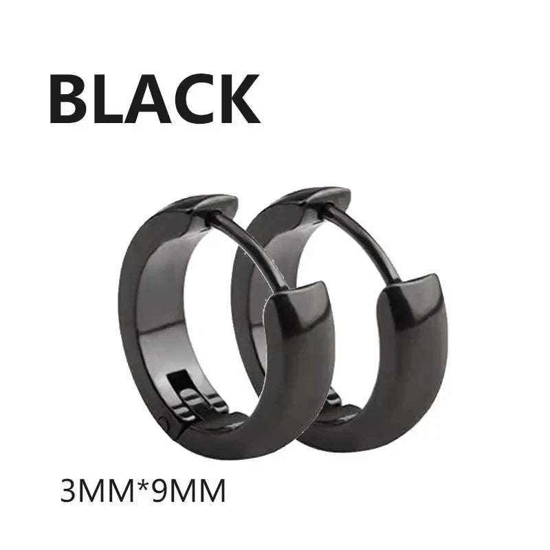 Black Stainless Steel Punk Stud Earrings | Unisex Geometric Drop Earrings