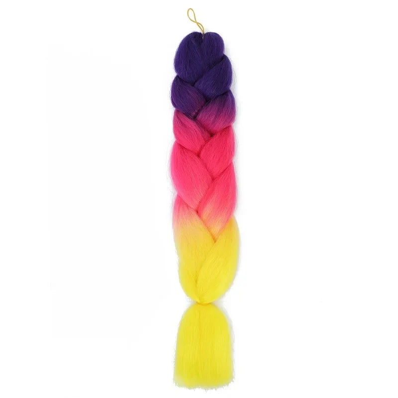 Synthetic Jumbo Braids Hair 24Inch | Ombre Braiding Hair Extensions for Crochet Box Braid Blue Purple