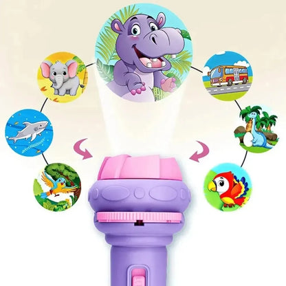 10 Cards Cartoon Projection Flashlight | 80 Patterns Creative Children Toy Projector