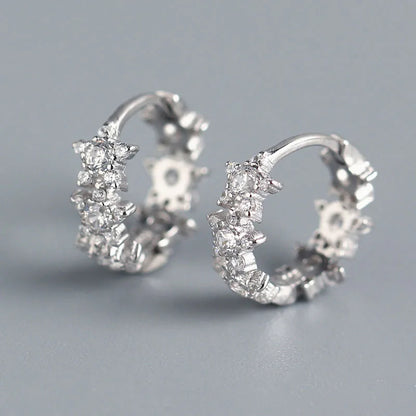 ANENJERY CZ Zircon Circle Hoop Earrings | Punk Trendy Fashion Jewelry