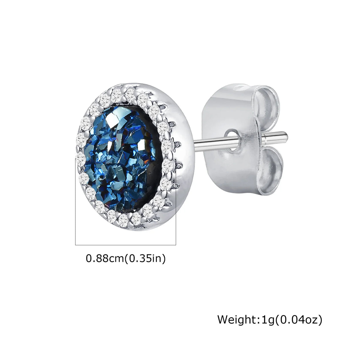 Shattered Zircon Stud Earrings for Men Boys | Hypoallergenic Round Minimalist Jewelry Gift