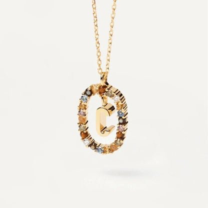 925 Sterling Silver Gold Initial Necklace | Personalized Letter Pendant with Zirconia