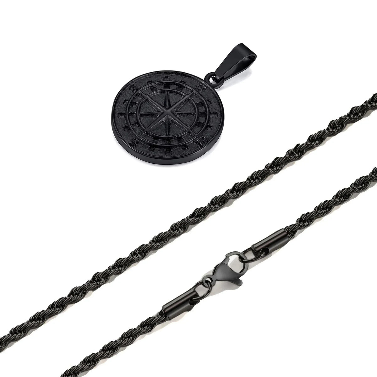 Gold Men's Compass Necklace | Vintage Viking North Star Anchor Stainless Steel Pendant