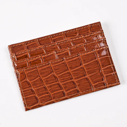 Crocodile Candy Color PU Leather Slim Credit Card Holder | Compact Wallet for Women and Men