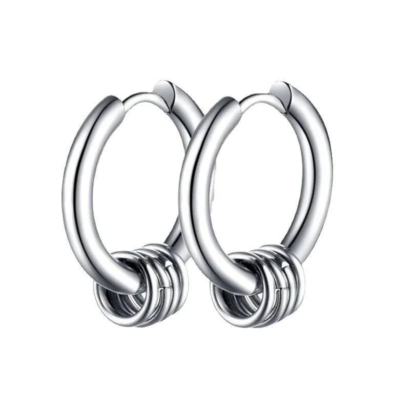 Gothic Stainless Steel Hoop Earrings | Unisex Dragon Punk Jewelry