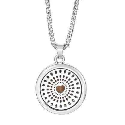 20mm Pattern Insert Perfume Pad Locket Necklace | Stainless Steel Aromatherapy Pendant