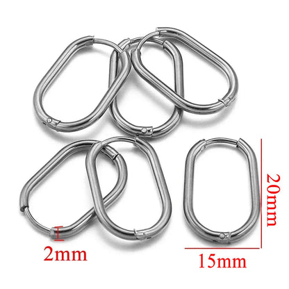 Gold Plated Rectangular Hoop Earrings | 6pcs Stainless Steel Jewelry Findings for DIY