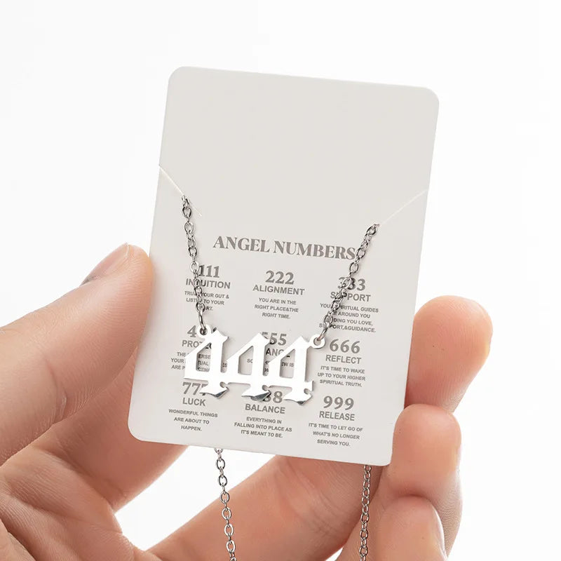 Angel Number Stainless Steel Pendant Necklace | Lucky Numbers Jewelry