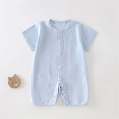 Baby Short Sleeved Jumpsuit Summer Newborn Breathable Mesh Air Conditioning Suit Boys Girls Infant Thin Sleepwear Crawling Suits