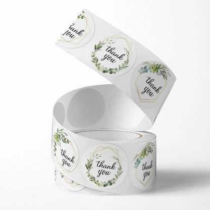 500 Pieces Round Floral Thank You Stickers | Self-Adhesive Gratitude Labels