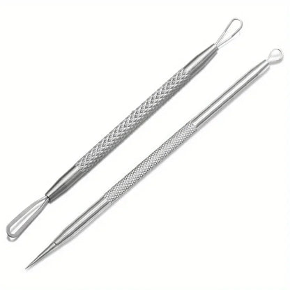 Stainless Steel Blackhead Remover Tool Kit | Professional Facial Cleanser Set with Storage Box