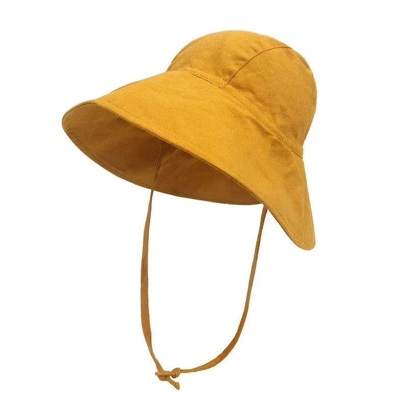 Big Brim Baby Sun Hat | Cotton Linen Kids Bucket Hat for Girls Boys