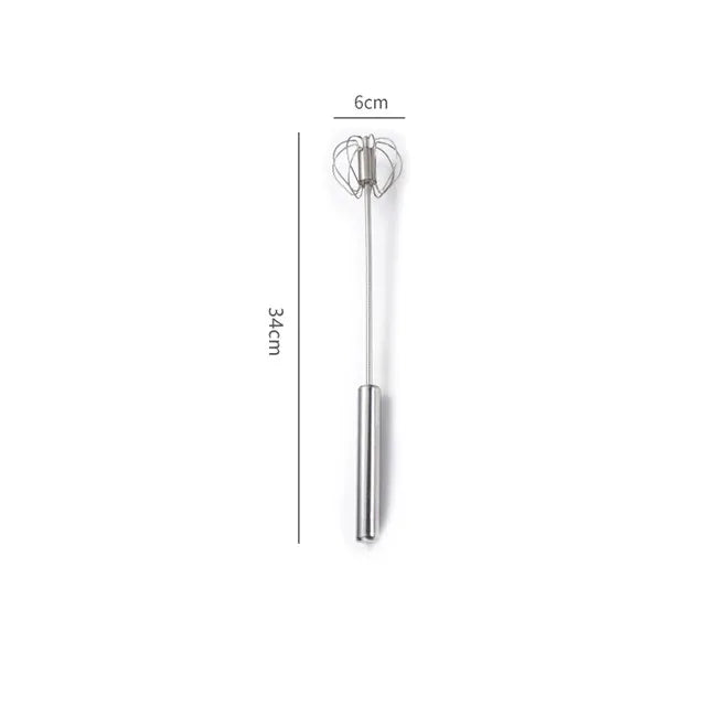 Household Semi-Automatic Rotating Egg Beater | Stainless Steel Manual Whisk