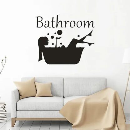 Detachable Girl and Woman Bathroom Sticker Art | Wash Room Decorative Wall Decal