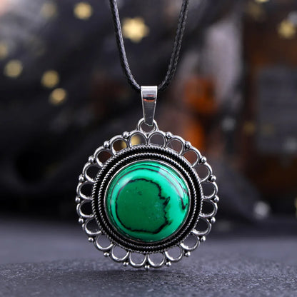 Lace Agate Pendant Necklace | Vintage Handmade Crystal Jewelry