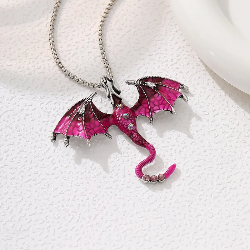 Goth Fly Dragon Pendant Necklace | Punk Snake Chain Choker for Men and Women