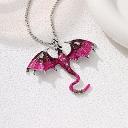 Goth Fly Dragon Pendant Necklace | Punk Snake Chain Choker for Men and Women