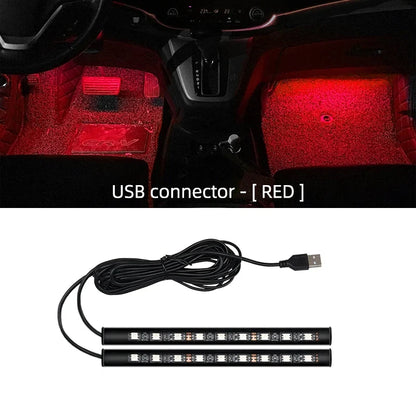 LED Car Ambient Foot Light | USB 5V Auto Interior Atmosphere Neon Lamp