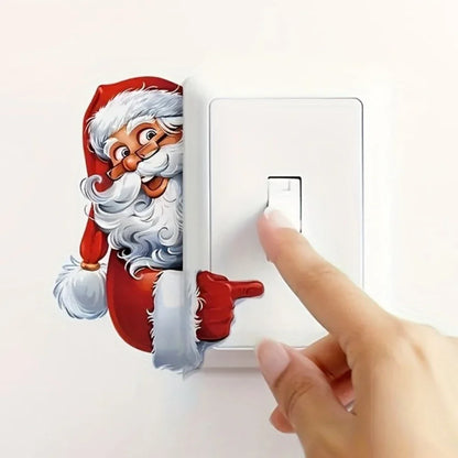 Santa Claus and Snowman Christmas Switch Sticker | Festive Self-Adhesive Wall Decal
