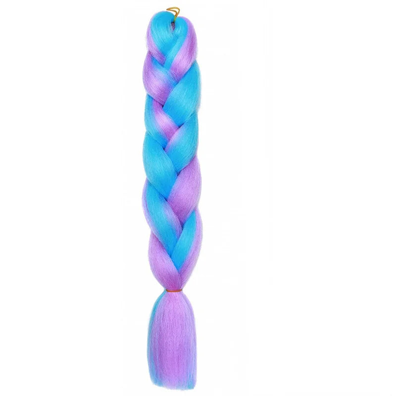 Synthetic Jumbo Braids Hair 24Inch | Ombre Braiding Hair Extensions for Crochet Box Braid Blue Purple
