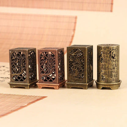 Square Vertical Incense Burner | Small Xiangyun Alloy Holder for Indoor Aromatherapy