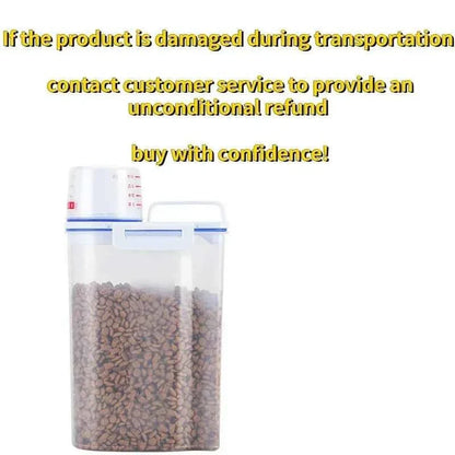 Dog & Cat Food Storage Container – 1.5kg/2kg with Measuring Cup