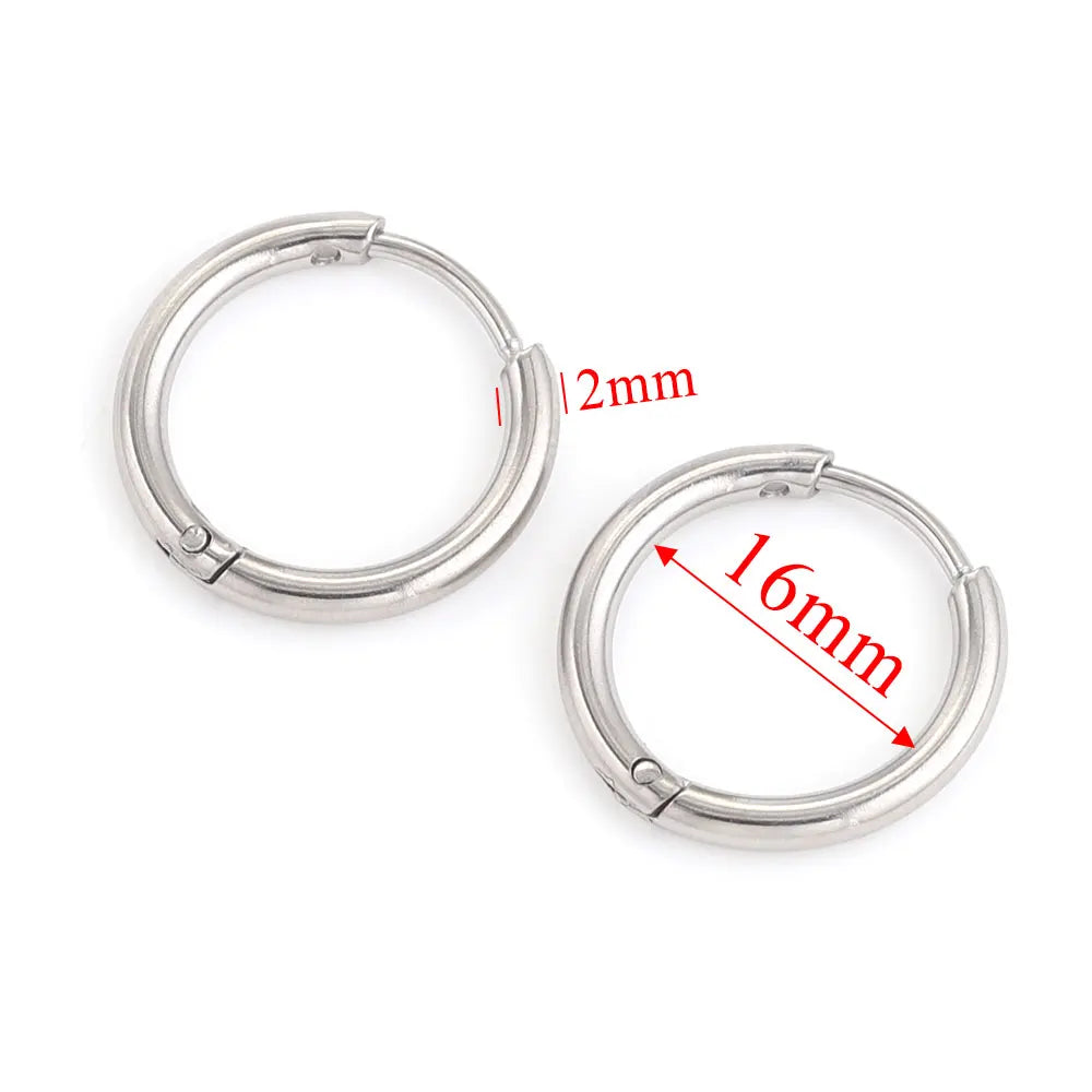 6pcs Stainless Steel Hoop Earrings Set | Hypoallergenic Korean Style Earrings for Women